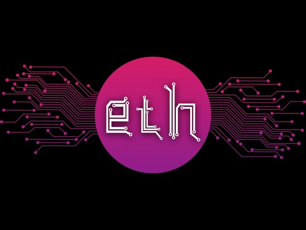 Ethereum logo on a neon network background