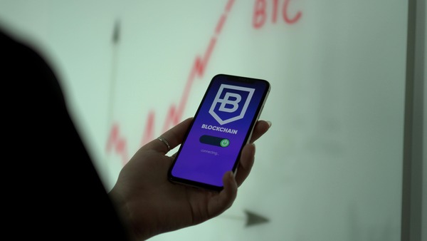 Smartphone showing a blockchain application