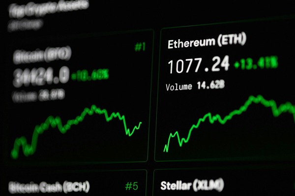 Screen showing cryptocurrency price charts and rates
